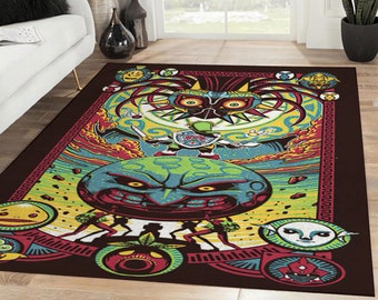 The Legend of Zelda Area Rug, Majora's Mask Carpet, Gaming Rug, Video Game Rug, Rugs For Living Room, Home Decor Rug