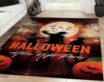 Halloween Horror Night Party Area Rug, Halloween Carpet, Halloween Decoration, Halloween Gifts, Rugs For Living Room, Home Decor Rug