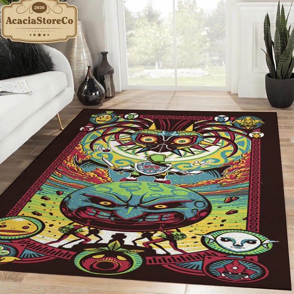 The Legend of Zelda Area Rug, Majora's Mask Carpet, Gaming Rug, Video Game Rug, Rugs For Living Room, Home Decor Rug