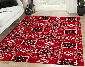 Modern Tribal Seamless African Pattern Area Rectangle Rug, Large Vintage Rug, Rugs For Living Room, Home Decor Rug