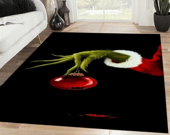 Grinch Christmas Holiday Area Rug, Merry Christmas Rectangle Rug, Christmas Decoration, Christmas Gift, Xmas Carpet, Home Decor Rug