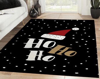 Ho Ho Ho Christmas Hat Area Rug, Christmas Area Rug, Christmas Decoration, Christmas Gift, Home Decor Rug With Fast Delivery