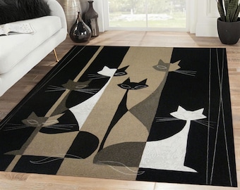 Kids Room Decor, Cat Rug, Cute Cat Area Rug, Cat Art Rug, Cat Carpet, Vintage Rug, Rugs For Living Room, Home Decor Rug