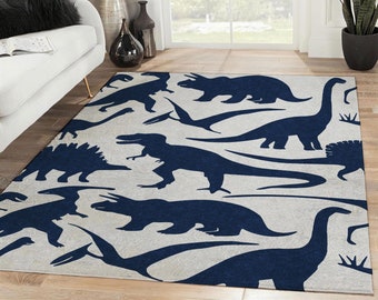 Black Rectangle Flannel Area Rugs Dining Room Floor Rug Dinosaur Fossils Carpet