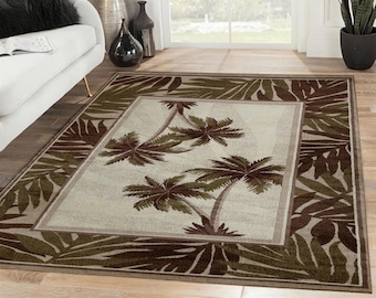 Palm Trees Area Rug, Palm Trees Carpet, Palm Trees Rectangle Rug, Large Vintage Rug, Rugs For Living Room, Home Decor Rug