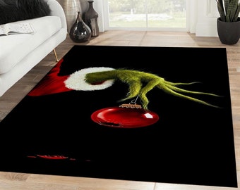 Merry Christmas Rug, Grinch Christmas Holiday Rug, Christmas Decoration, Christmas Gift, Xmas Carpet