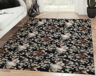 Bunnies Heart-Shaped Balloon Carpet Non-Slip Floor Carpet Home Decor 60 X 40 for Bedroom Living Room Dorm Room 