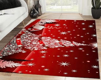 Christmas Tree Area Rug, Christmas Rectangle Rug, Christmas Decoration, Christmas Gift, Xmas Carpet, Home Decor Rug