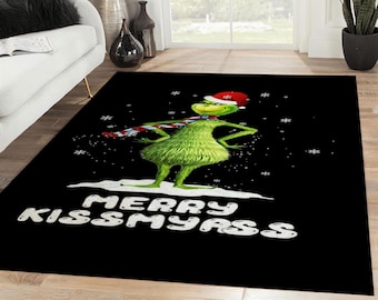 Alfombra de terciopelo sintético Grinch Merry Kissmyass Christmas, decoración navideña para el hogar.
