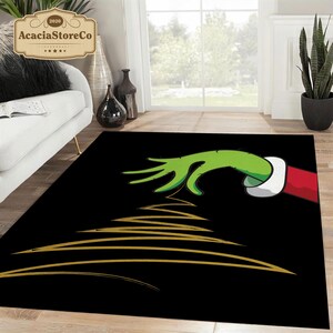 The Grinch Christmas Area Rug, Christmas Holiday Rectangle Rug, Christmas Decoration, Christmas Gift, Xmas Carpet, Home Decor Rug