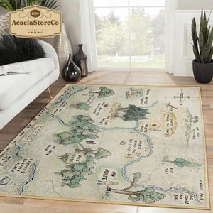 100 Acre Wood Map Rug, Winnie The Pooh Area Rug, Vintage Rug, Rugs For Living Room, Home Decor Rug