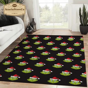 Christmas The Grinch Pattern Rectangle Rug, Grinch Christmas Holiday Area Rug, Christmas Decoration, Christmas Gift, Xmas Carpet