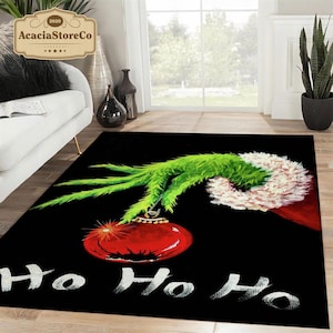 Ho Ho Ho Grinch Christmas Holiday Merry Christmas Rectangle Area Rug, Christmas Decoration, Christmas Gift, Xmas Carpet, Home Decor Rug