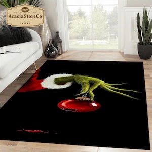 Merry Christmas Rug, Grinch Christmas Holiday Rug, Christmas Decoration, Christmas Gift, Xmas Carpet