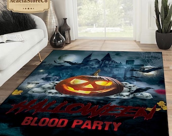 Halloween Blood Party Area Rug, Halloween Carpet, Halloween Decoration, Halloween Gifts, Rugs For Living Room, Home Decor Rug
