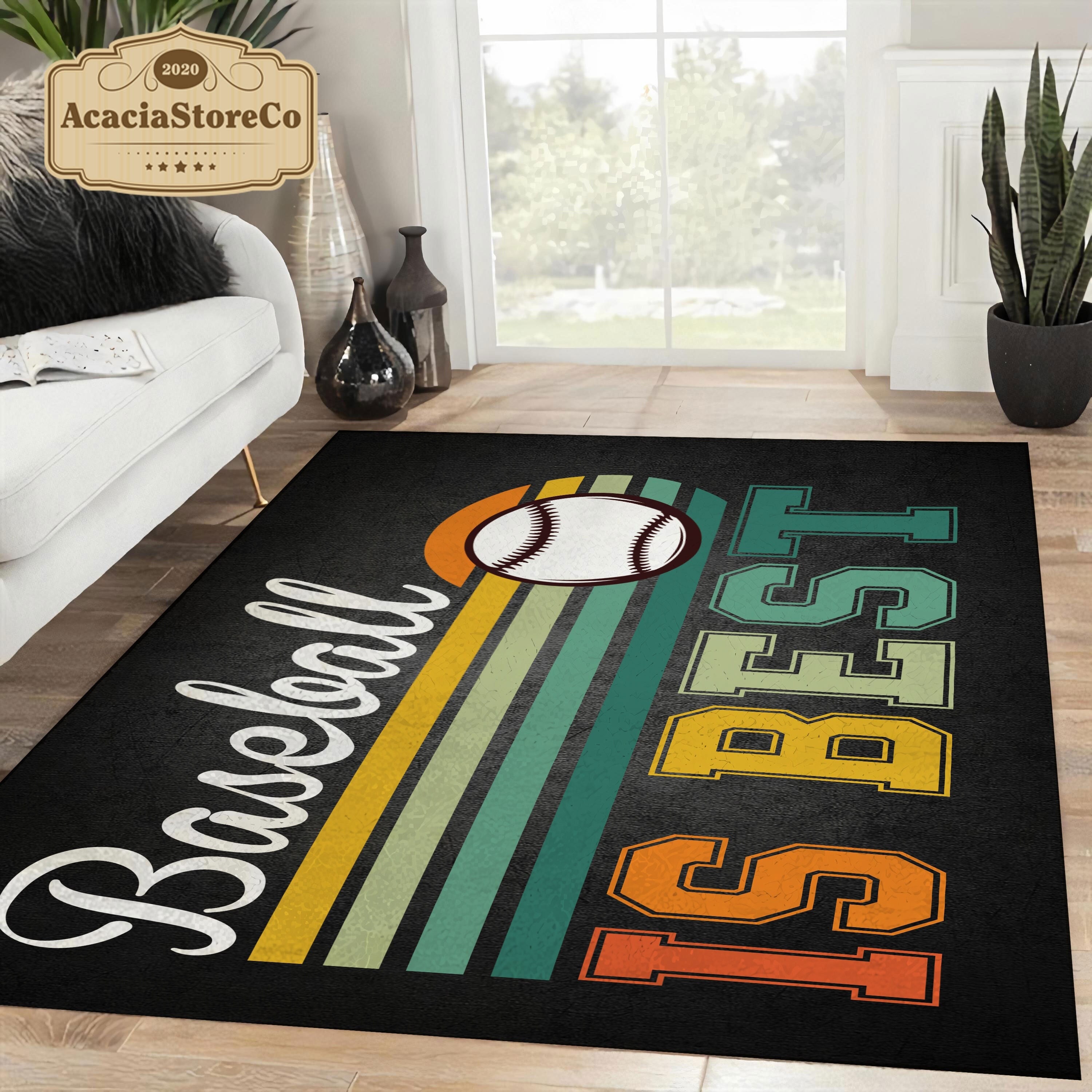 Baseball Rug Drawing Baseball is Best Rectangle Rug, Baseball Area Rug, Baseball Carpet ...