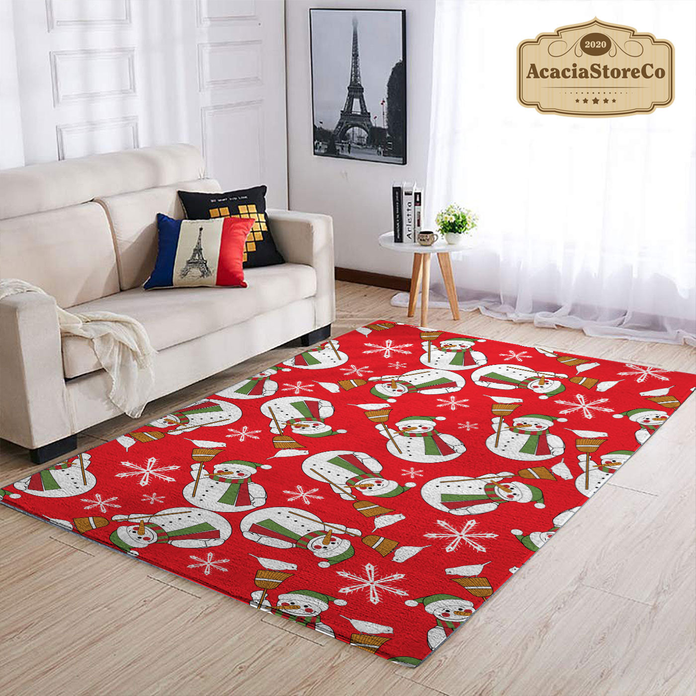 Cute Snowman Christmas Pattern Rectangle Rug, Christmas Area Rug ...