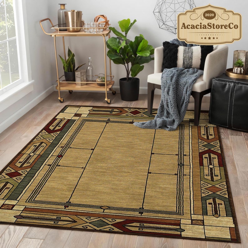 Craftsman Style Area Rug Craftsman Style Carpet Holiday Etsy