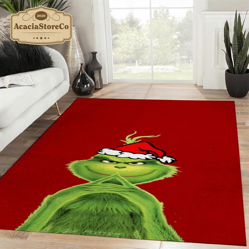 The Grinch Christmas Floor Decor Rectangle Rug, Grinch Christmas ...