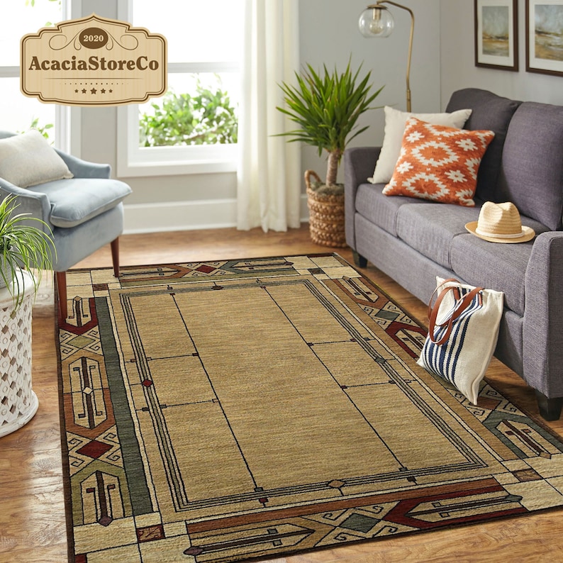 Craftsman Style Area Rug Craftsman Style Carpet Holiday Etsy