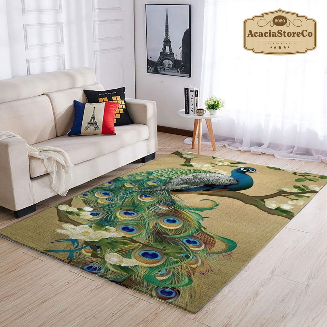 Peacock Vingtage Rectangle Rug, Peacock Area Rug, Peacock Carpet, Large ...