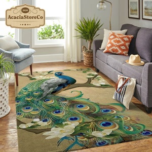 Peacock Vingtage Rectangle Rug, Peacock Area Rug, Peacock Carpet, Large ...