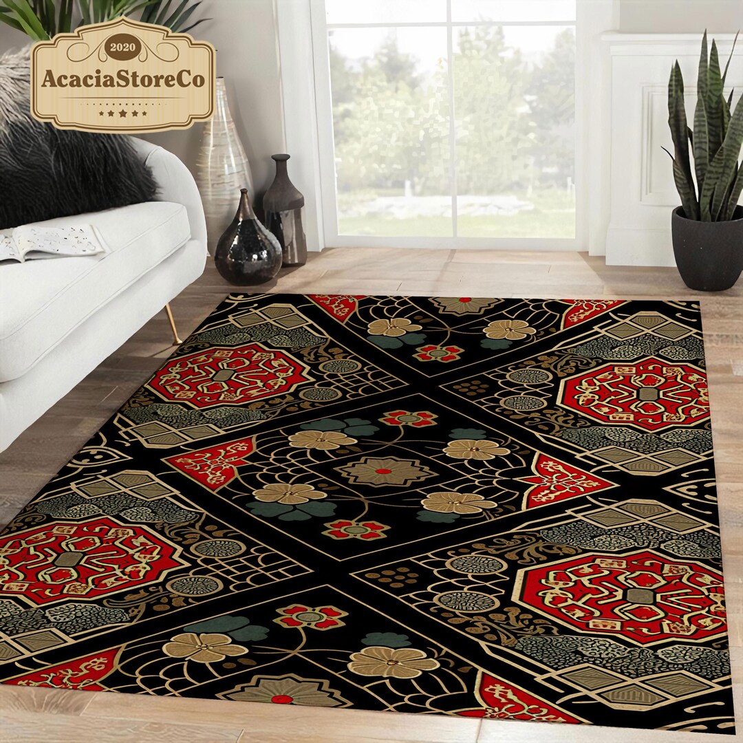 Symmetrical Pattern Area Rectangle Rug, Turkish Carpet, Large Vintage ...