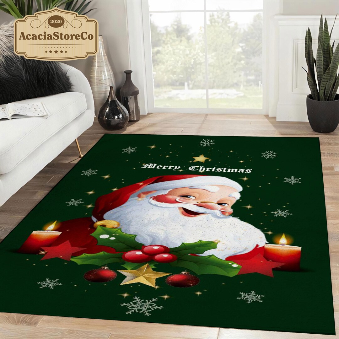 Santa Claus Christmas Floor Decor Rug, Merry Christmas Area Rug