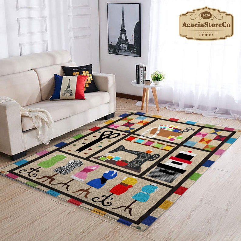 Sewing Life Area Rug Sewing Life Carpet Sewing Rug Sewing Etsy