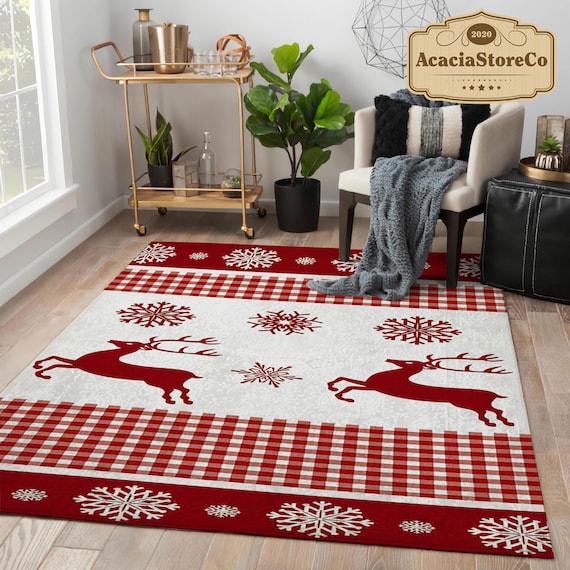 Merry Christmas Rug, Reindeer Christmas Rug, Christmas Decoration