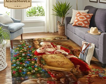Merry Christmas Rug, Santa Claus Christmas Rug, Christmas