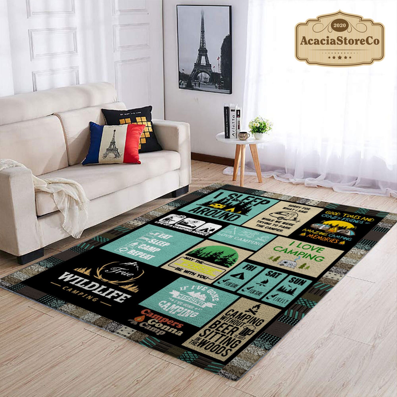 Camping Area Rug Camping Rug Camping Carpet Large Vintage Etsy