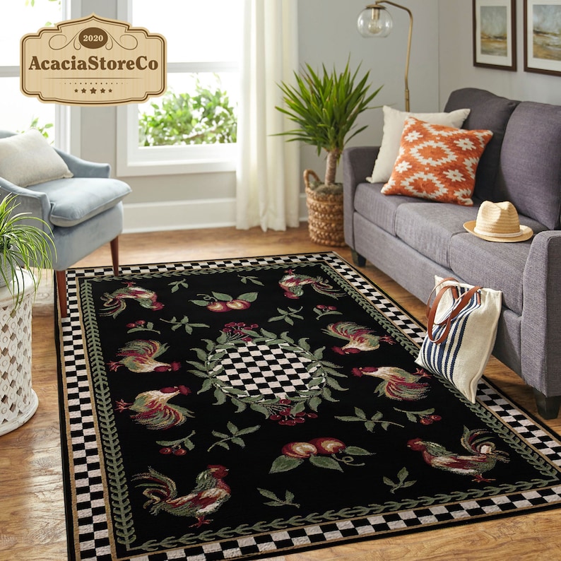 Rooster Kitchen Area Rug Rooster Kitchen Rectangle Rug Rugs Etsy