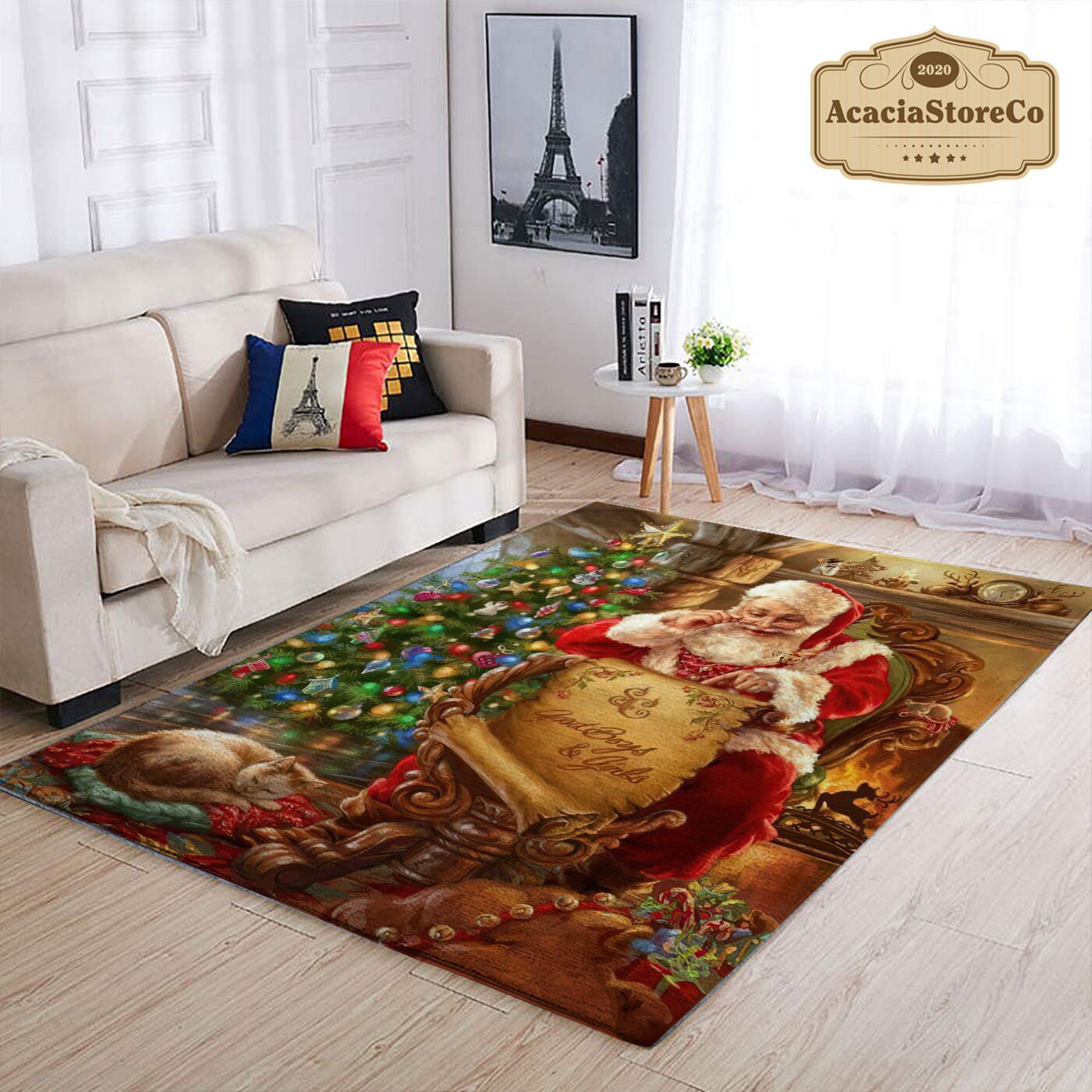 Merry Christmas Rug, Santa Claus Christmas Rug, Christmas