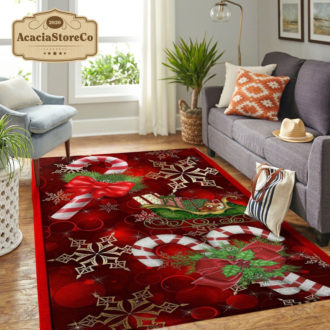 Merry Christmas Rug, Christmas Decoration, Christmas Gift, Xmas Carpet ...