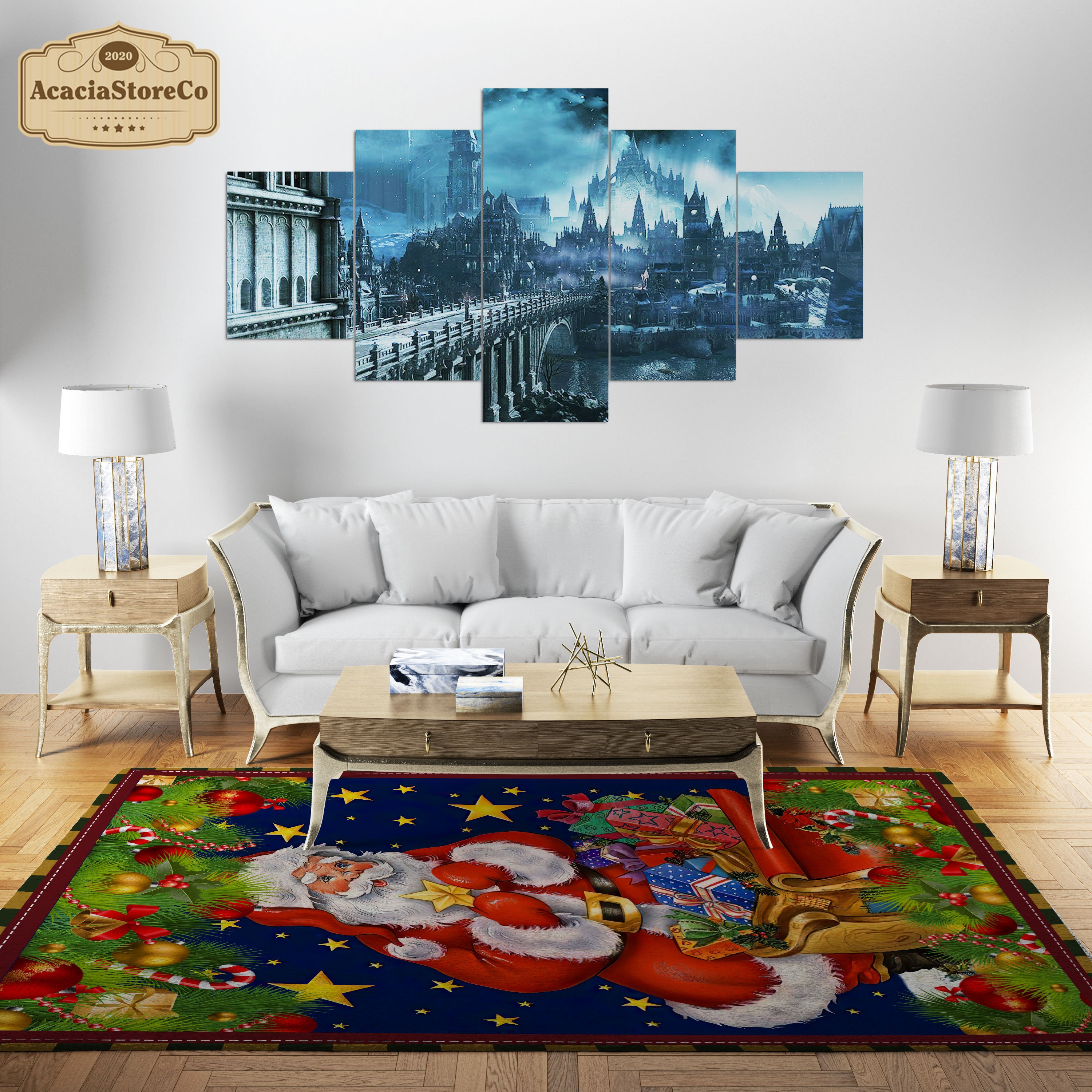 Christmas Santa Claus Rectangle Rug, Merry Christmas Area Rug ...
