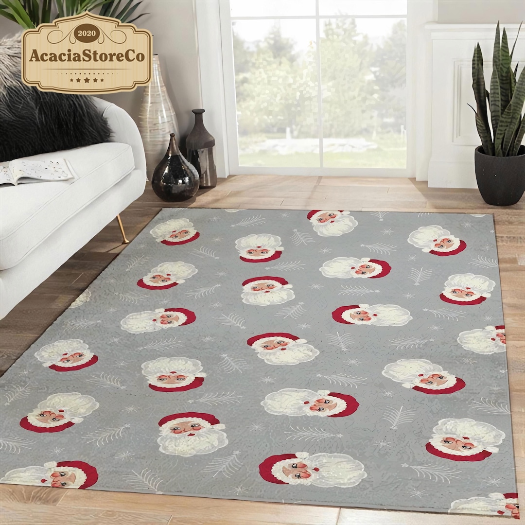 Santa Claus Christmas Pattern Rectangle Rug, Christmas Area Rug ...