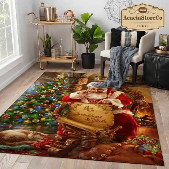 Merry Christmas Rug, Santa Claus Christmas Rug, Christmas