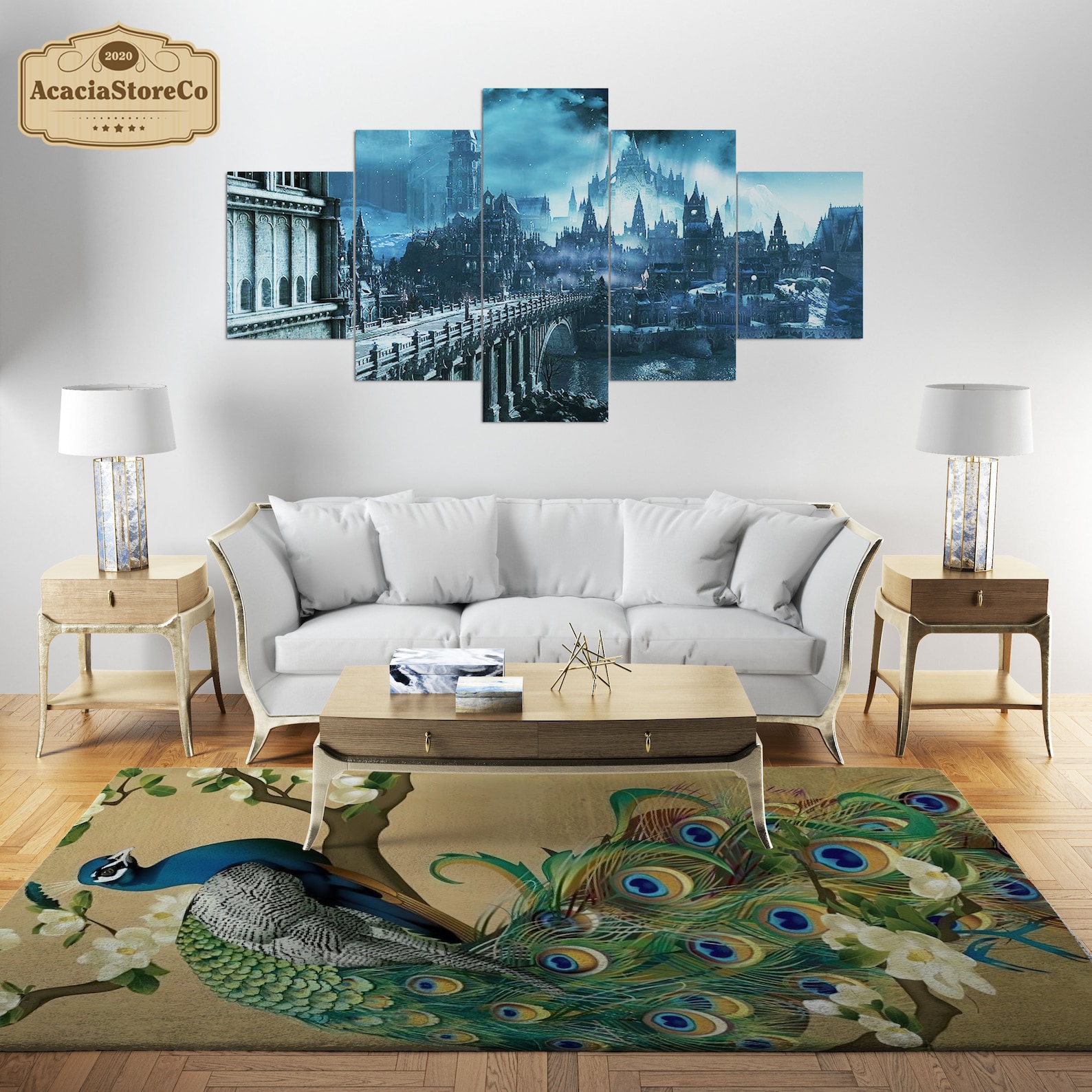 Peacock Vingtage Rectangle Rug, Peacock Area Rug, Peacock Carpet, Large ...