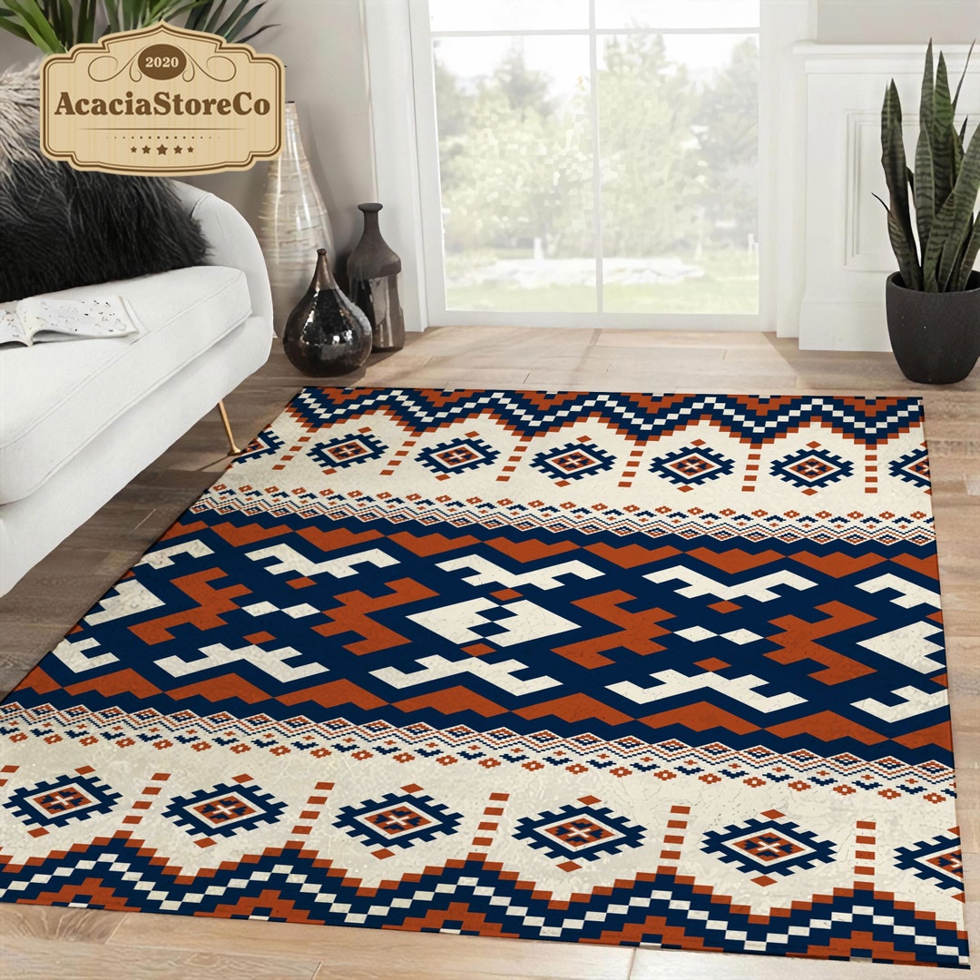 Antique Aztec Area Rug, Antique Aztec Rectangle Rug, Large Vintage Rug ...