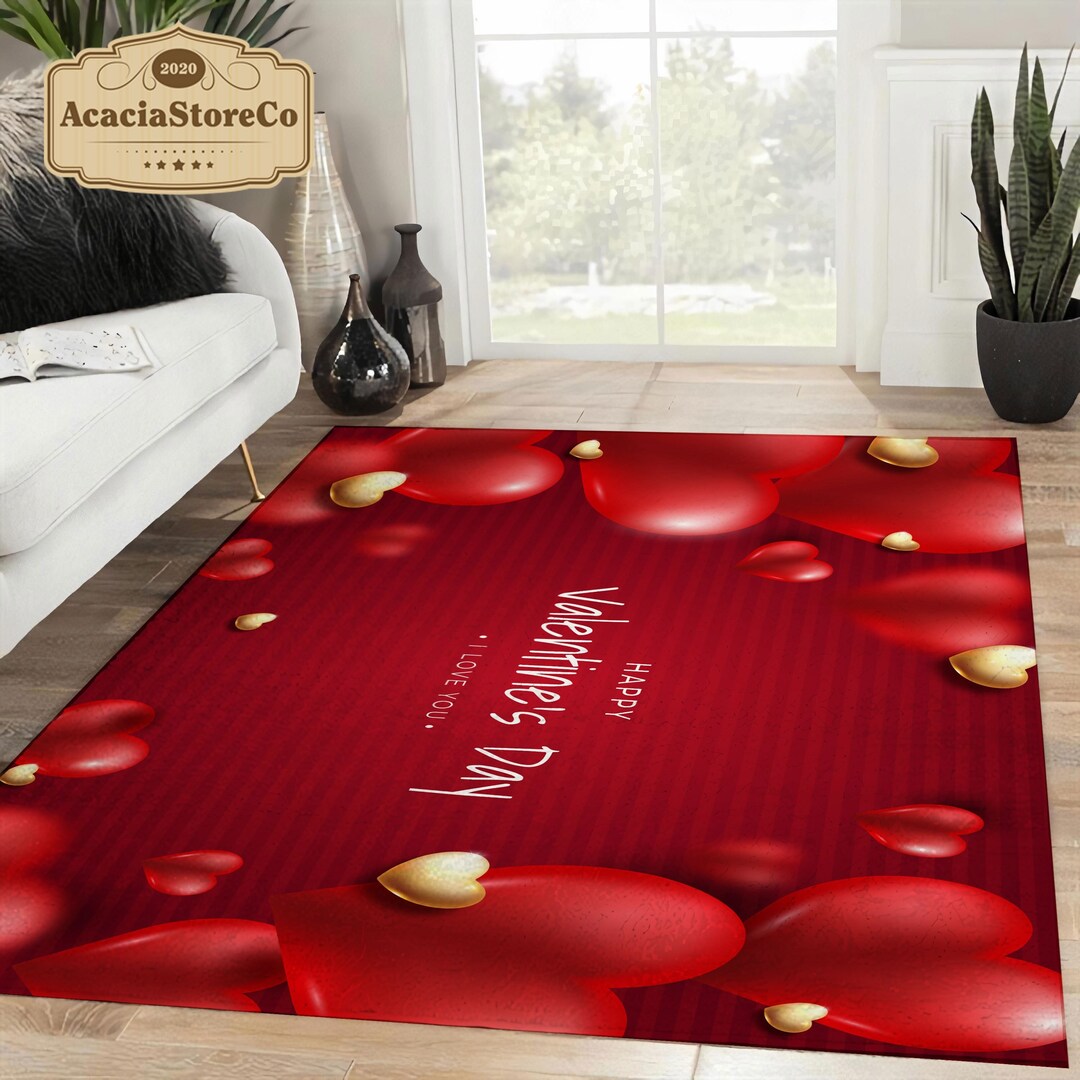 Happy Valentines Day Rug, Valentine's Day Gifts, Gift for Her, Rugs for Living Room, Home Decor
