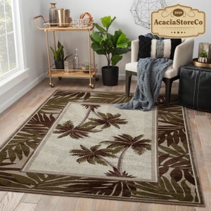 Palm Trees Area Rug, Palm Trees Carpet, Palm Trees Rectangle Rug, Large ...