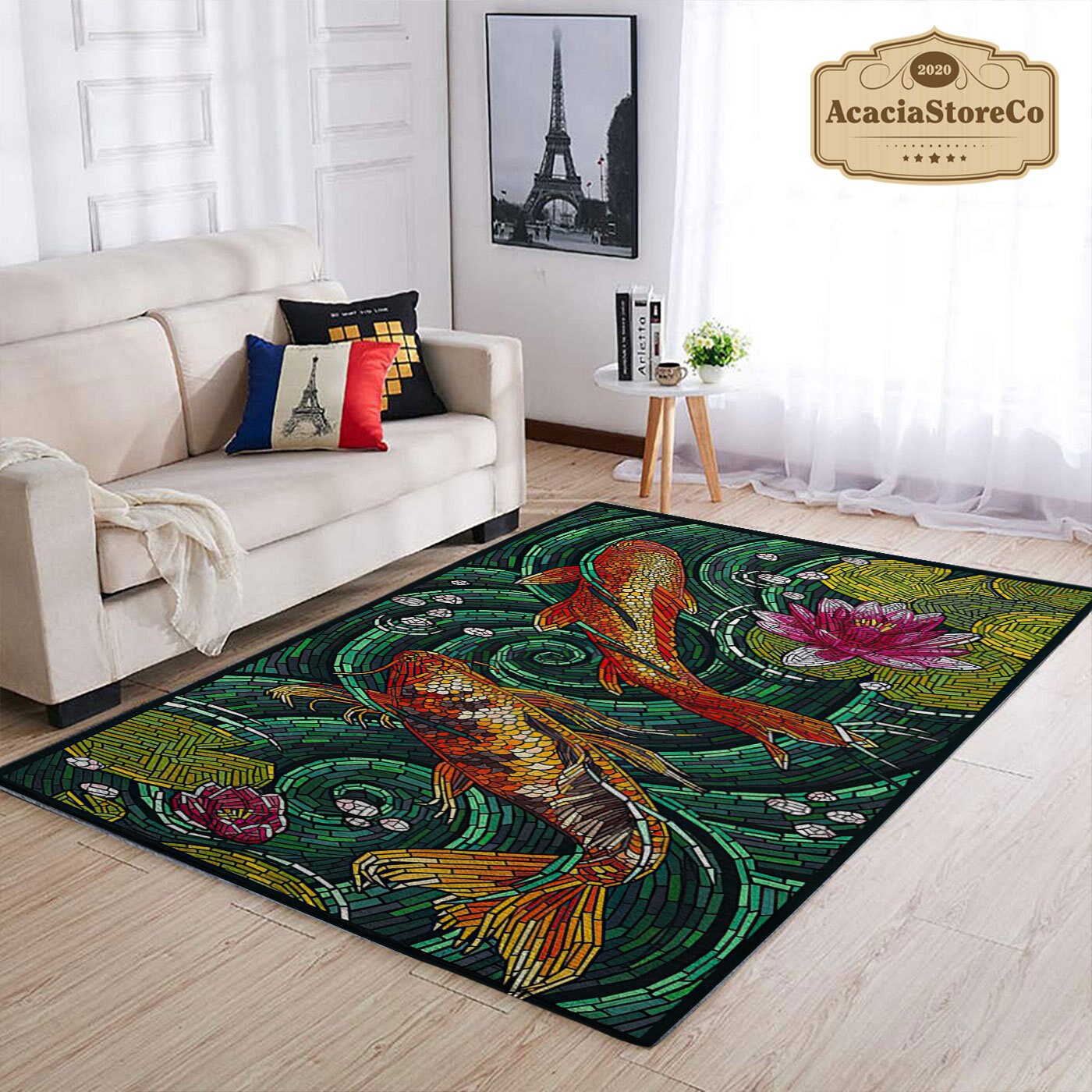 Koi Fish Rug Koi Fish Area Rug Asian Koi Fish Rug Large Etsy