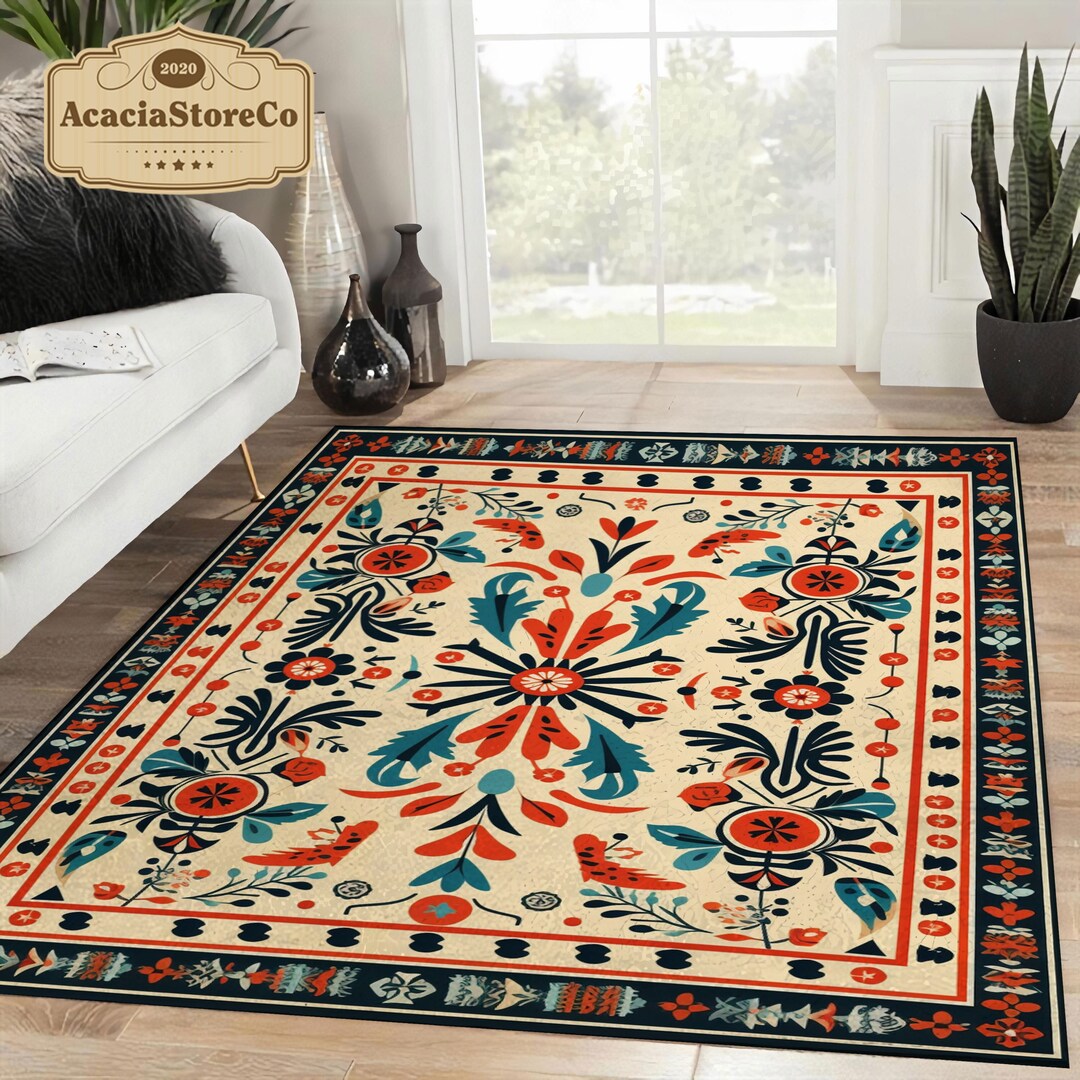 Floral Design Generative Area Rectangle Rug, Floral Pattern Carpet ...