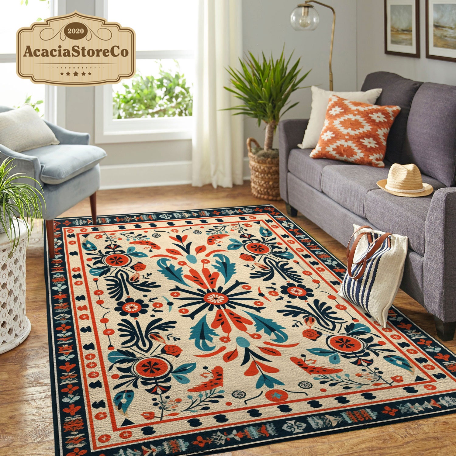 Floral Design Generative Area Rectangle Rug, Floral Pattern Carpet ...
