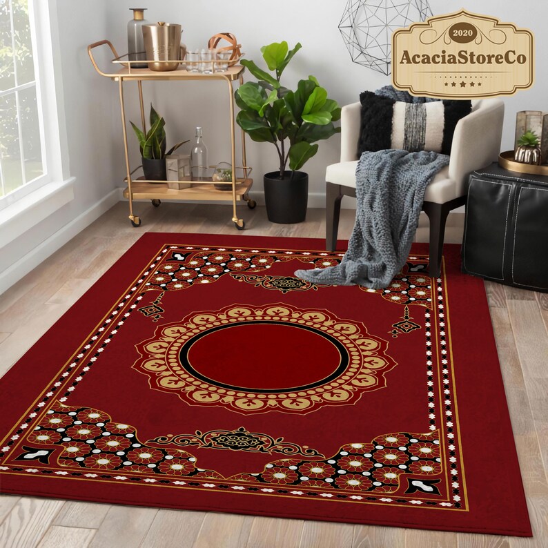 Arabick Rug Luxury Arabic Rug, Retro Red Luxury Arabic Rectangle Rug, Large Vintage ...