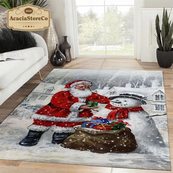 Area Rug For Bedroom Living Room,xmas Santa Claus Christmas Tree