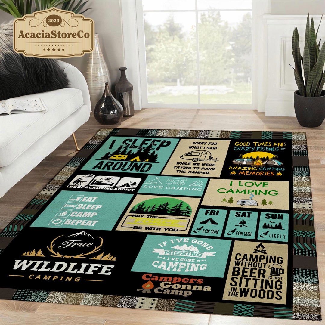 Camping Area Rug Camping Rug Camping Carpet Large Vintage Etsy