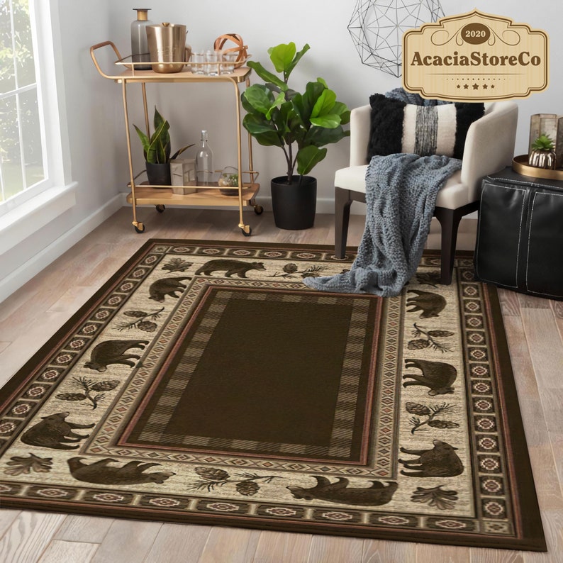 Rustic Bear Rug, Rustic Bear Carpet, Large Vintage Rug, Rugs for Living ...
