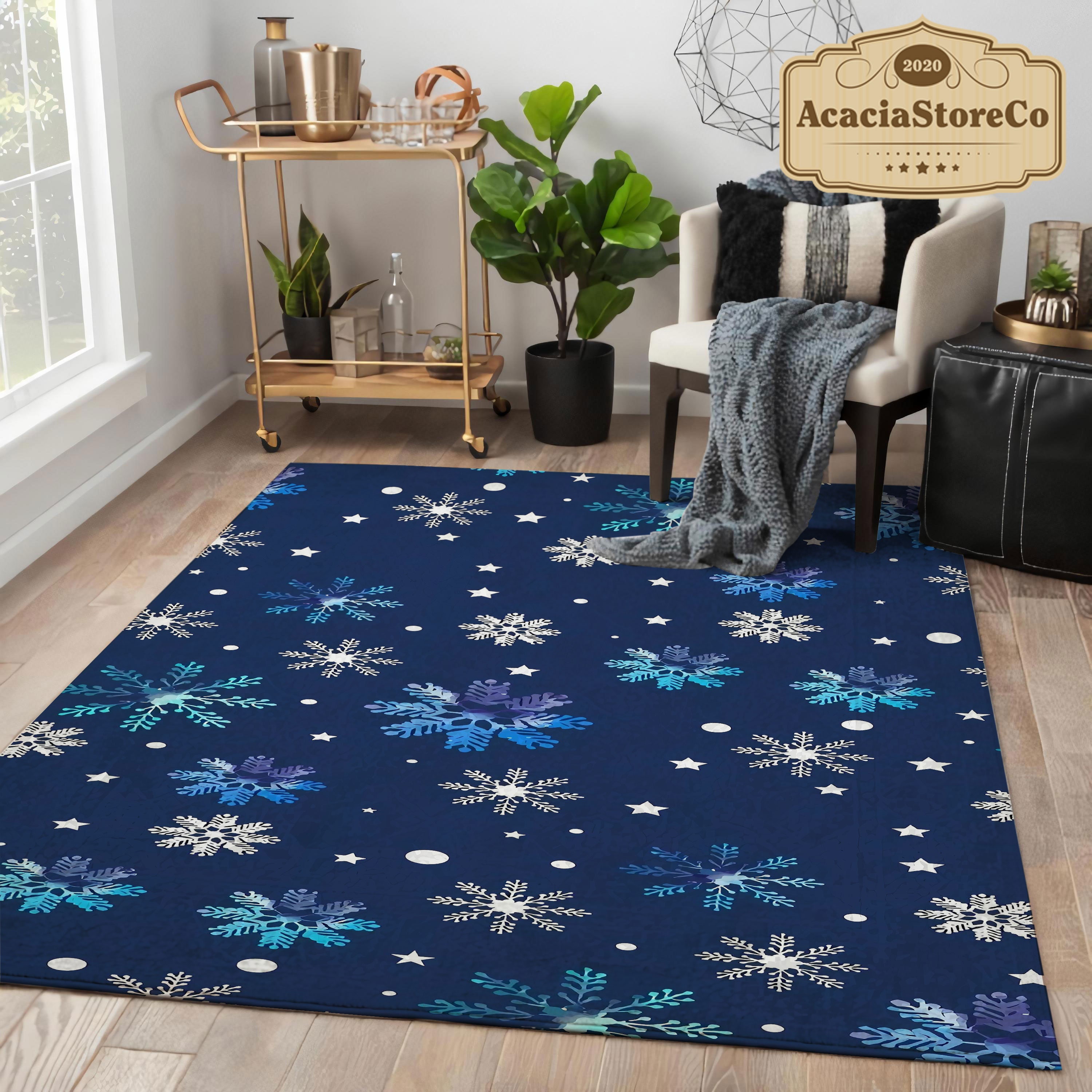 03C Snowflakes Stars Floor Mat, Vinyl Carpet, Christmas Floor